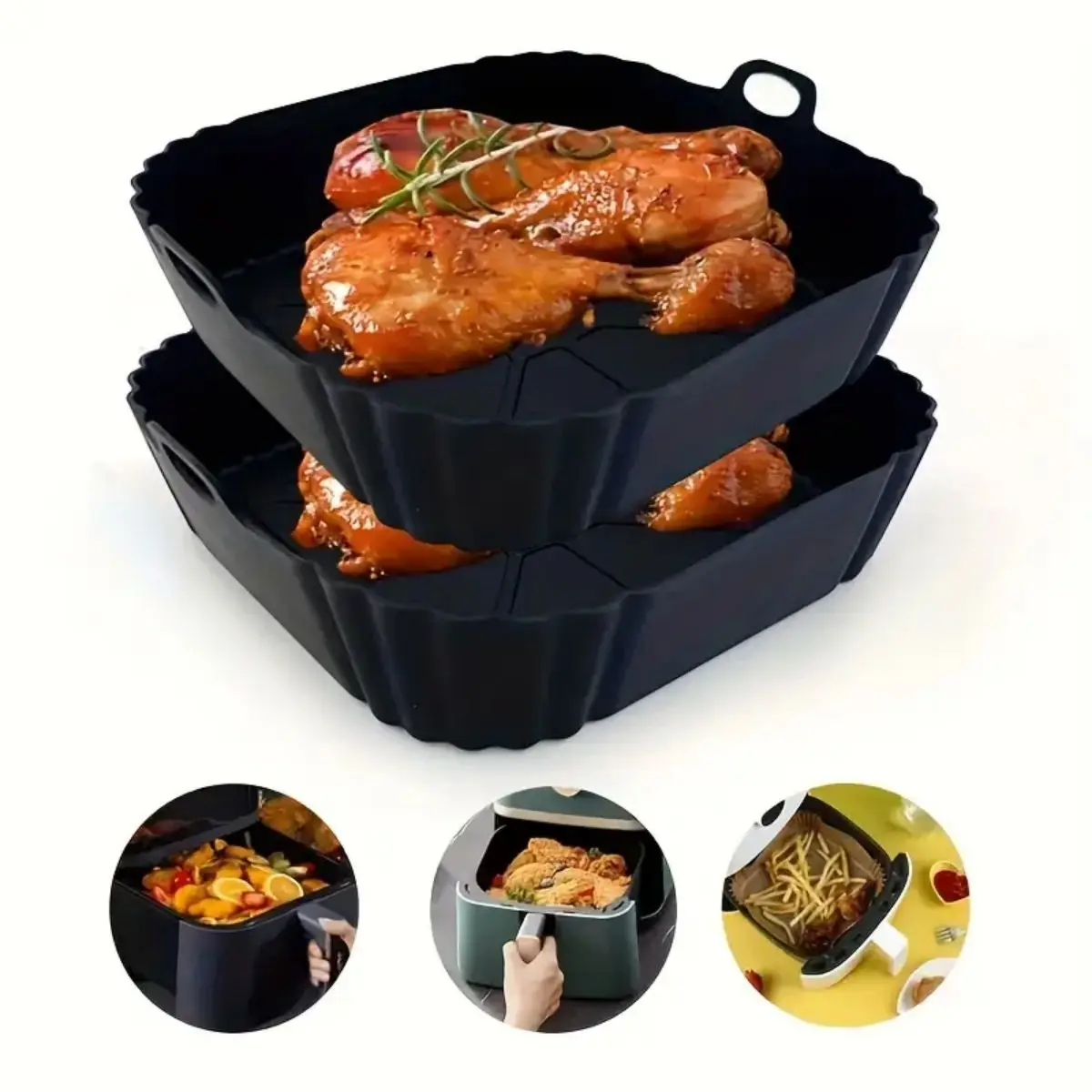 Reusable Air Fryer Silicone Po - Food Storage With Dividers recension och pris