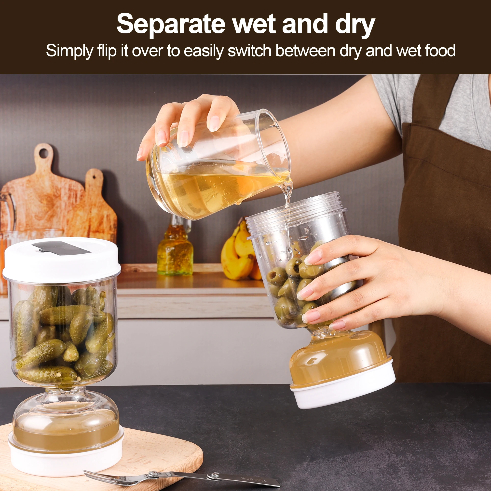 Pickles Jar With Forks Dry and - Food Storage With Dividers recension och pris
