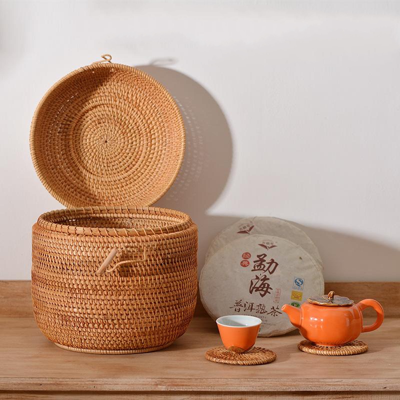 Handwoven Rattan Tea Storage B - Food Storage With Dividers recension och pris